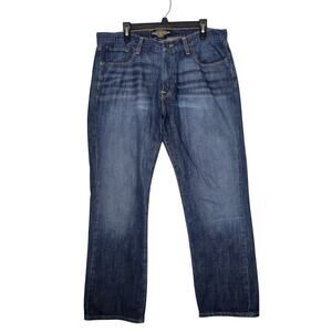 Lucky Brand Jeans Men 36X30 (37x29.5) Original 221 Dark Blue Straight Denim Logo